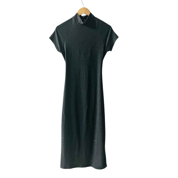 Lulus Gray Mock Neck Back Cut Out Midi Dress Size L Large - Picture 2 of 8